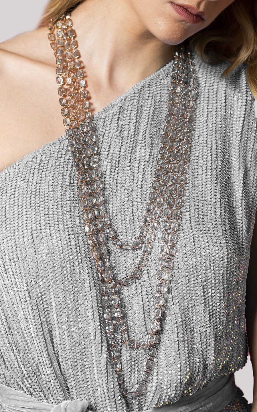Rose Gold Pietra Emerald Cut Chain Necklace