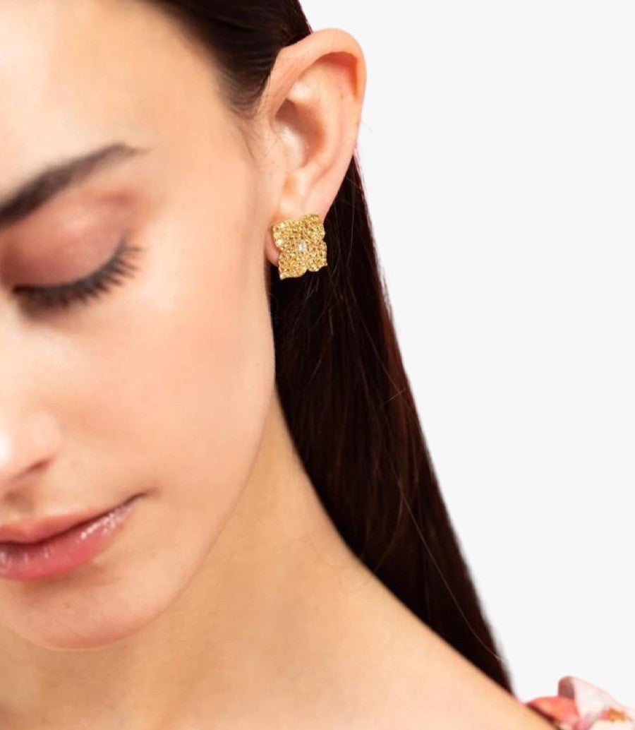 Yellow Gold Fiore Large Flower Earrings - Yellow Sapphire