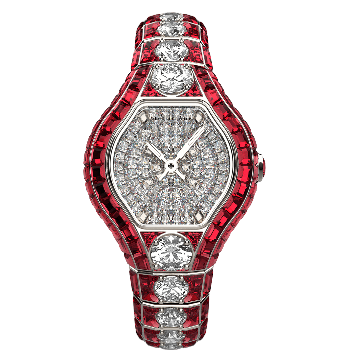 City Glamour Ruby & Diamond Center White Gold Watch