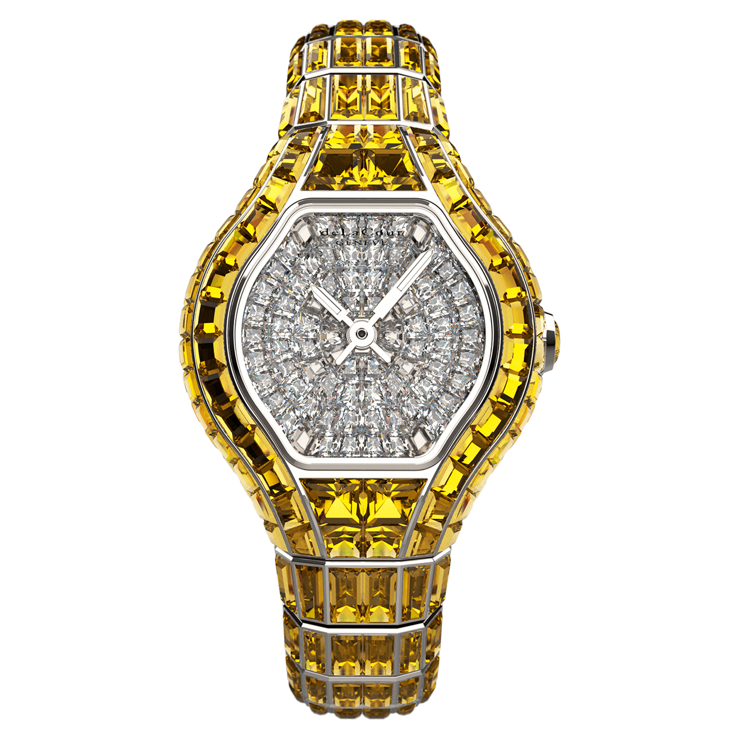 City Glamour Yellow Sapphire White Gold Watch