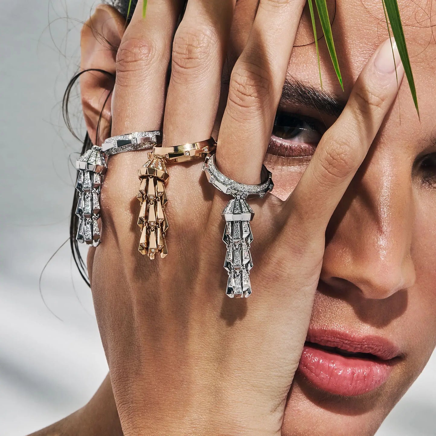 Spike Tassel Full Pave Diamond Ring - Yellow Gold