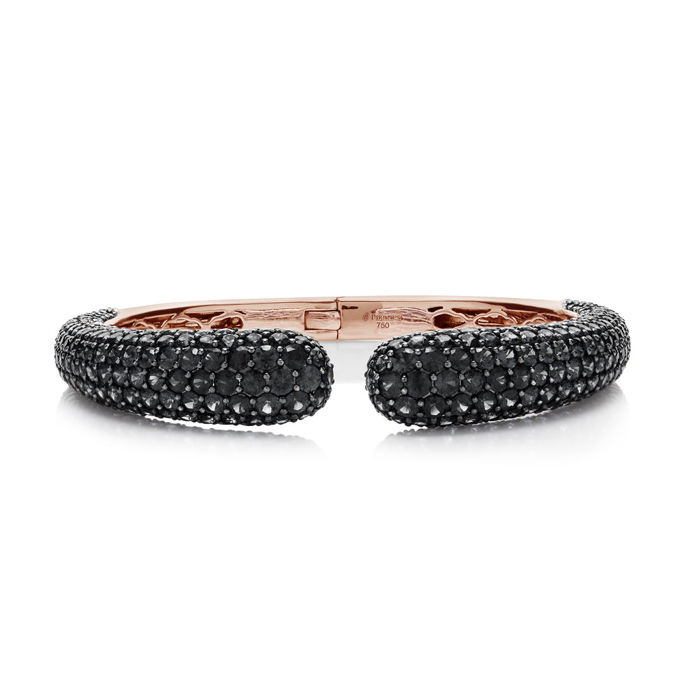 Rose Gold Dome Bangle - Black Diamond