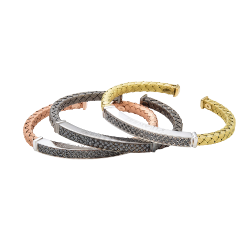 Titanium Oro Black Diamond Open Bracelet