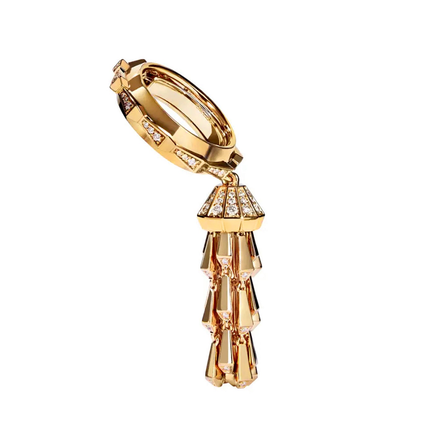 Spike Tassel Half Pave Diamond Ring - Yellow Gold