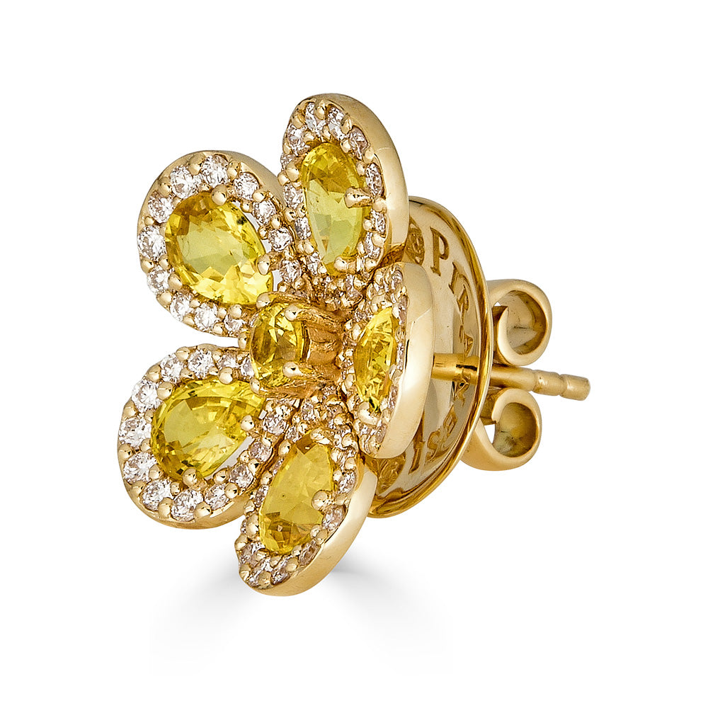 Yellow Gold Classic Flower Earrings - Yellow Sapphire