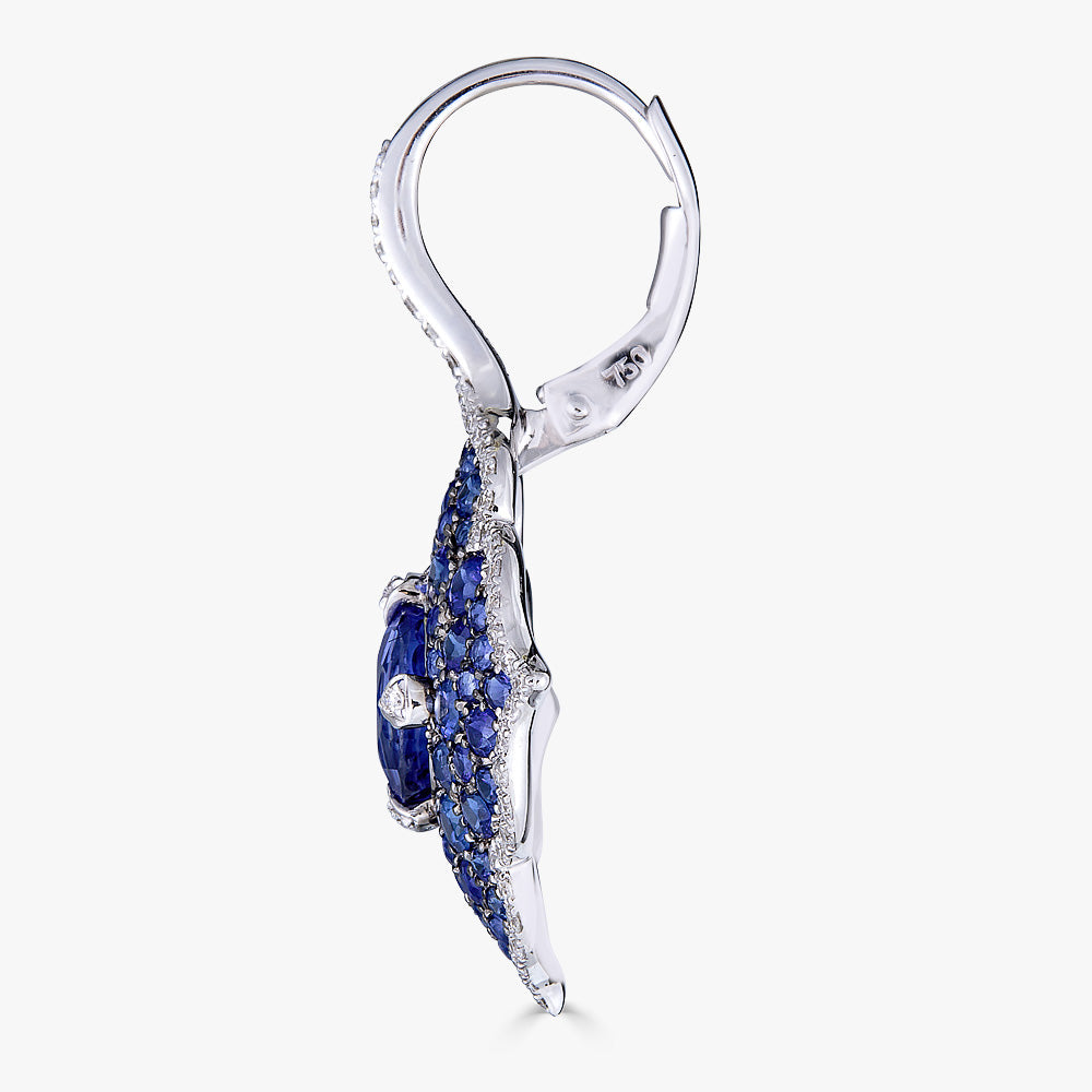 White Gold Pasha Drop Earrings - Blue Sapphire