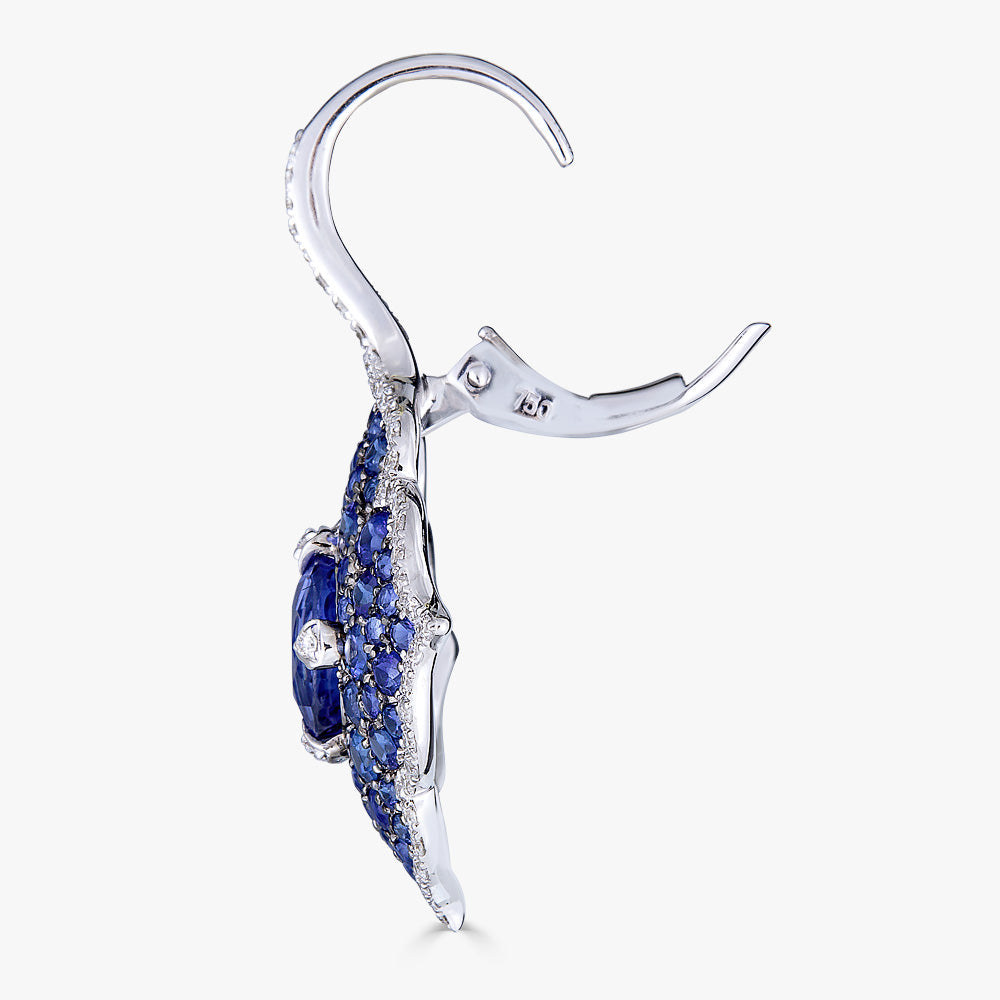 White Gold Pasha Drop Earrings - Blue Sapphire