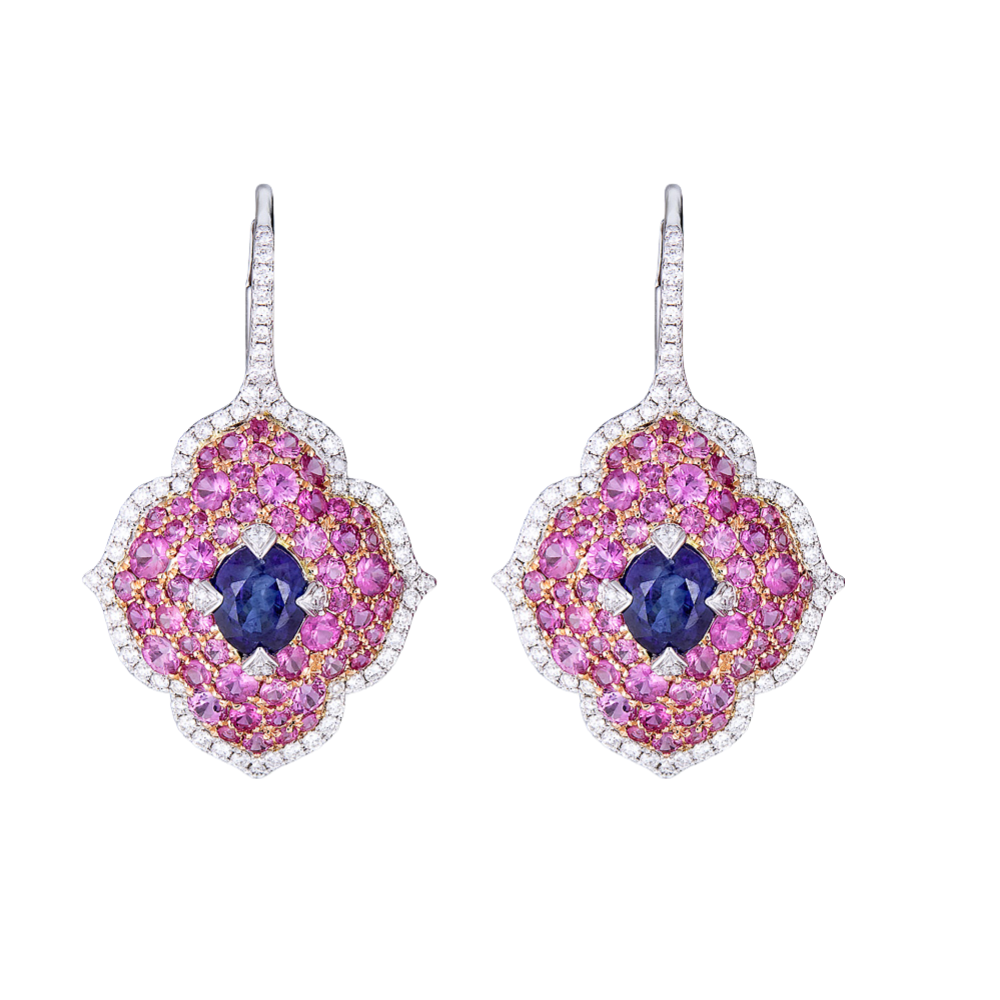 Rose Gold Pasha Drop Earrings - Blue Sapphire