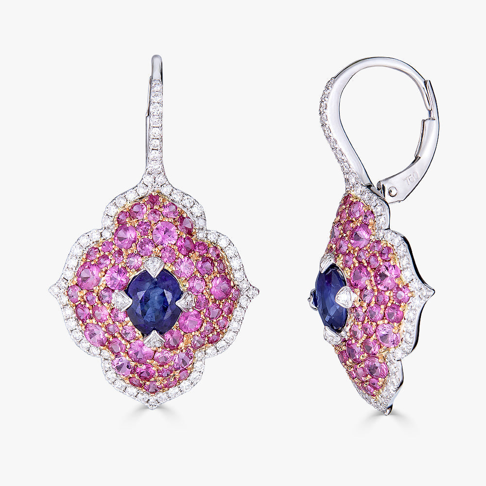 Rose Gold Pasha Drop Earrings - Blue Sapphire
