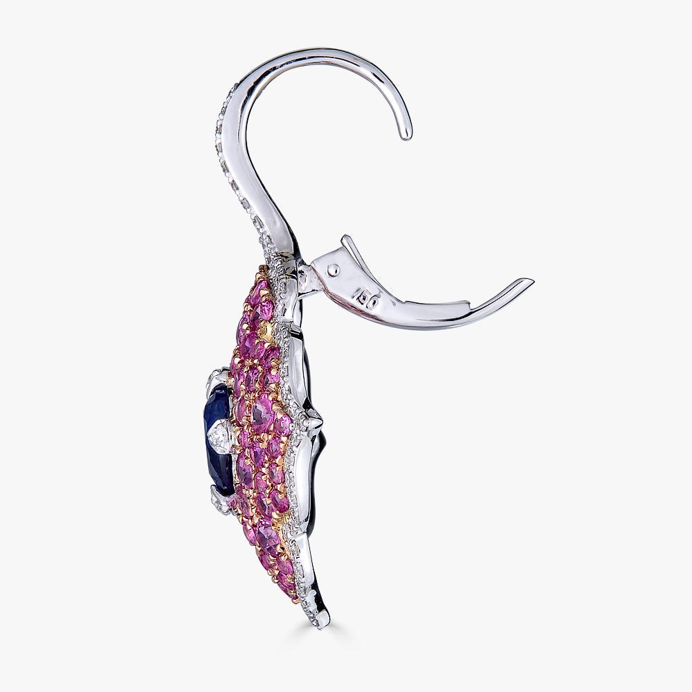 Rose Gold Pasha Drop Earrings - Blue Sapphire