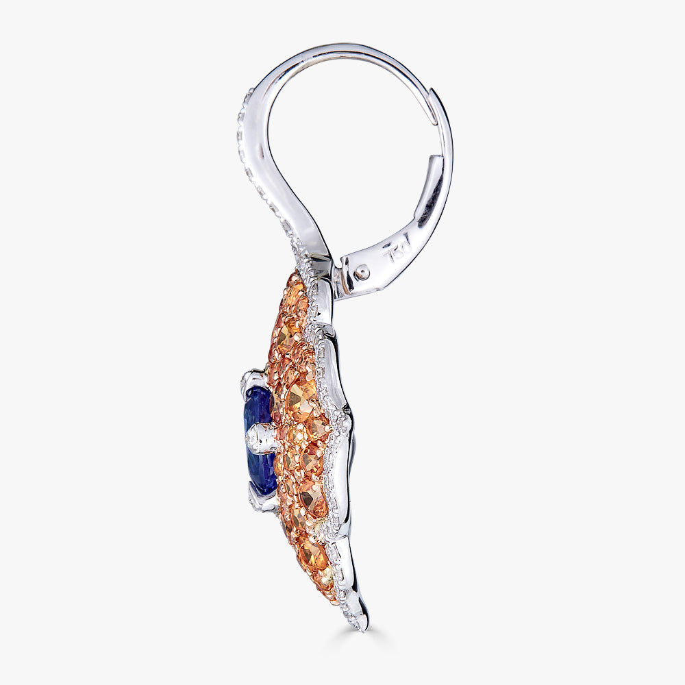 Yellow Gold Pasha Drop Earrings - Orange Sapphire
