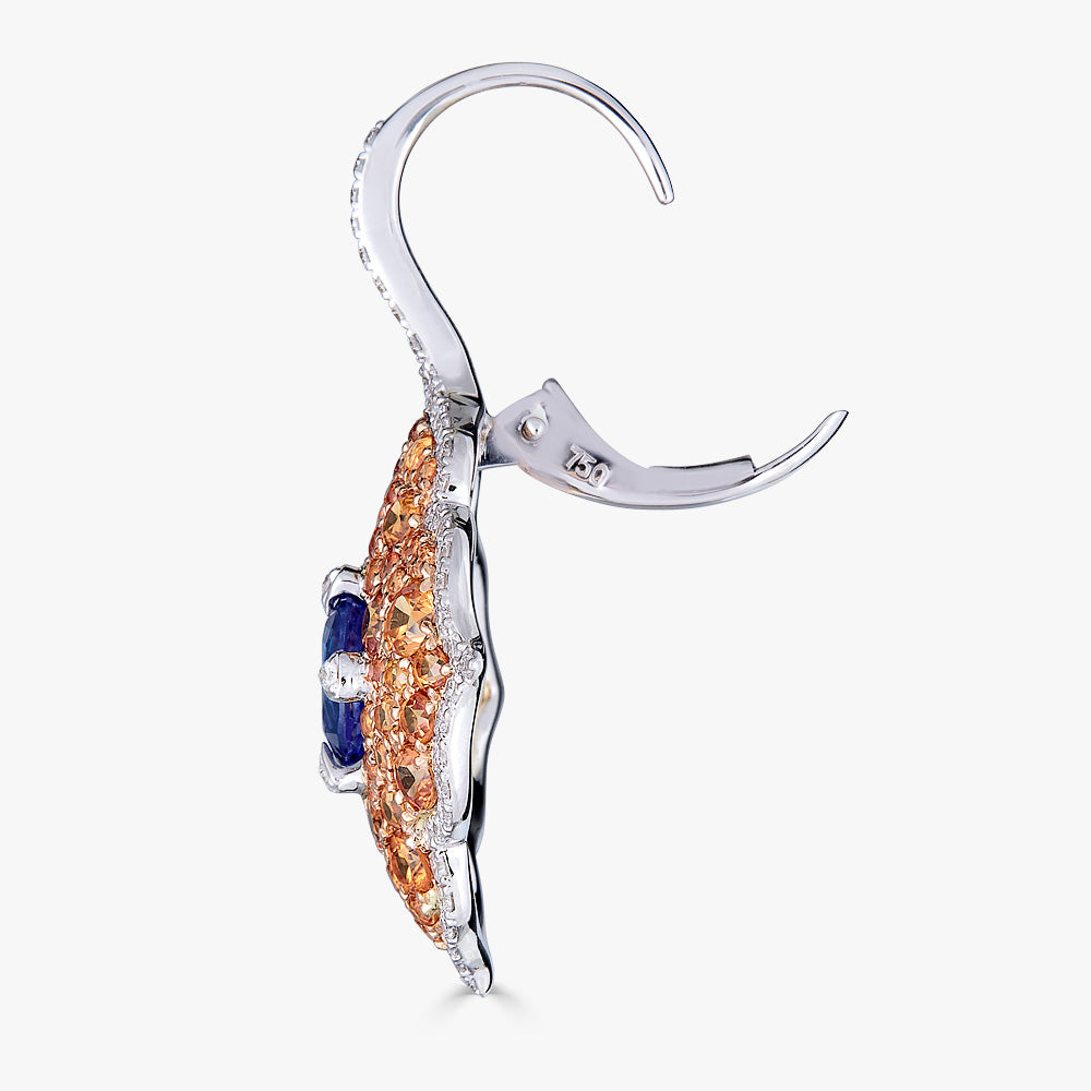 Yellow Gold Pasha Drop Earrings - Orange Sapphire