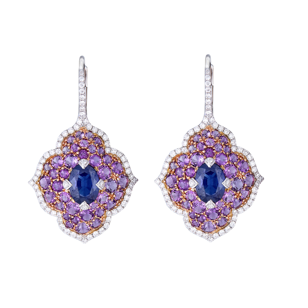 Rose Gold Pasha Drop Earrings - Amethyst