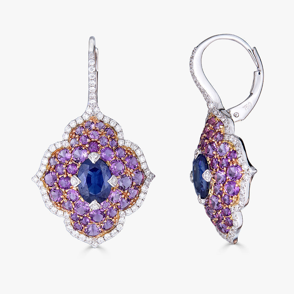 Rose Gold Pasha Drop Earrings - Amethyst