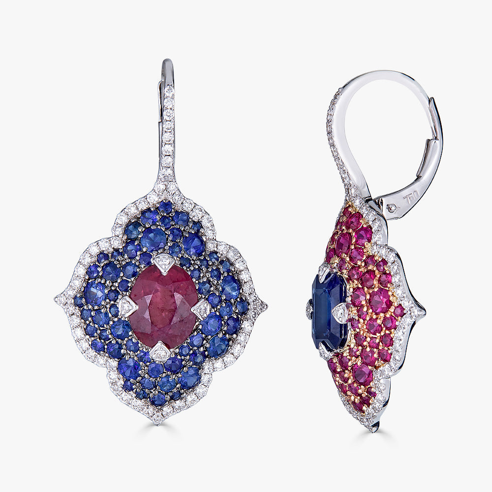 Rose Gold Pasha Drop Earrings - Ruby