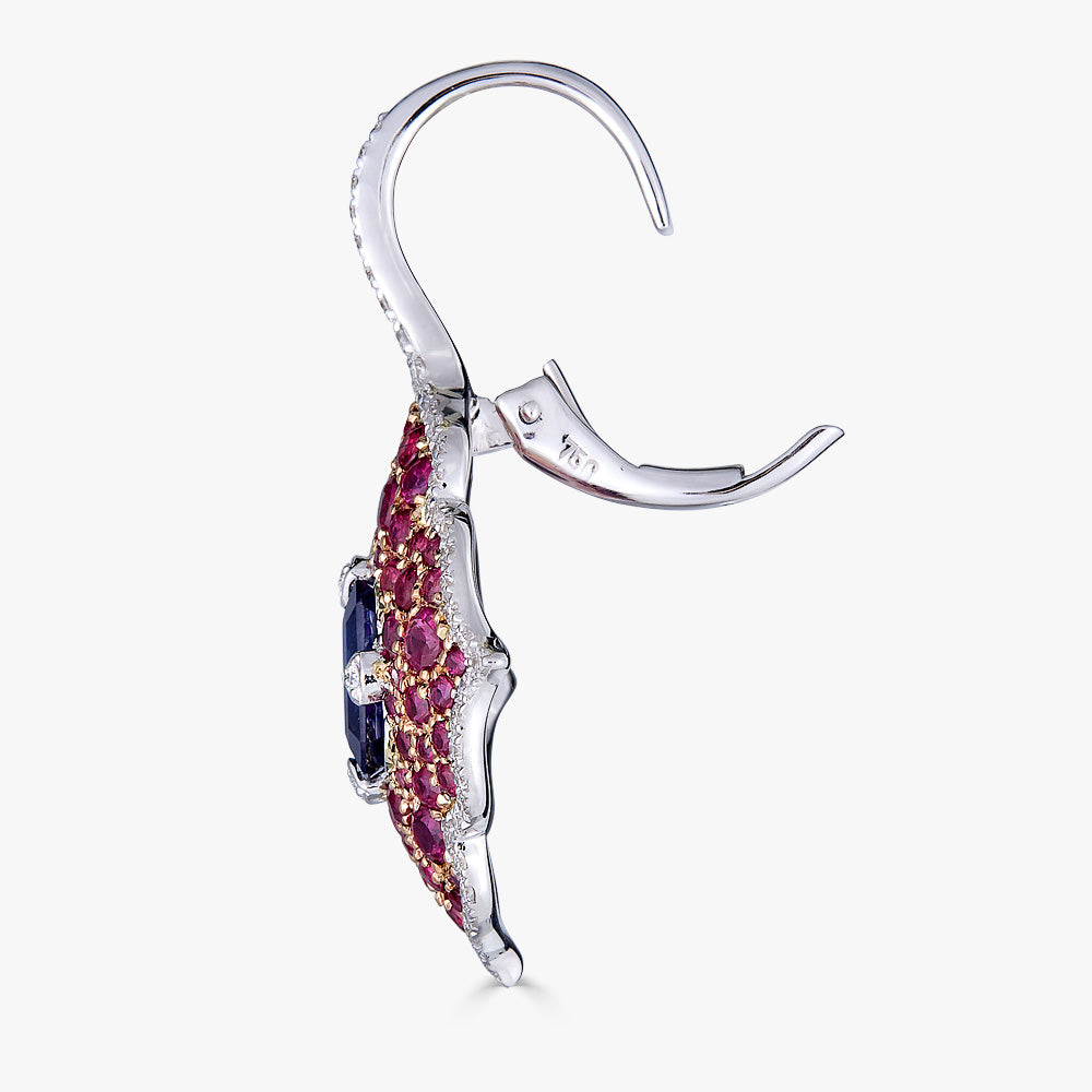 Rose Gold Pasha Drop Earrings - Ruby