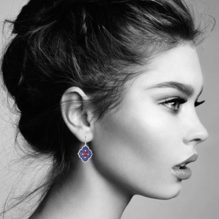 Rose Gold Pasha Drop Earrings - Ruby
