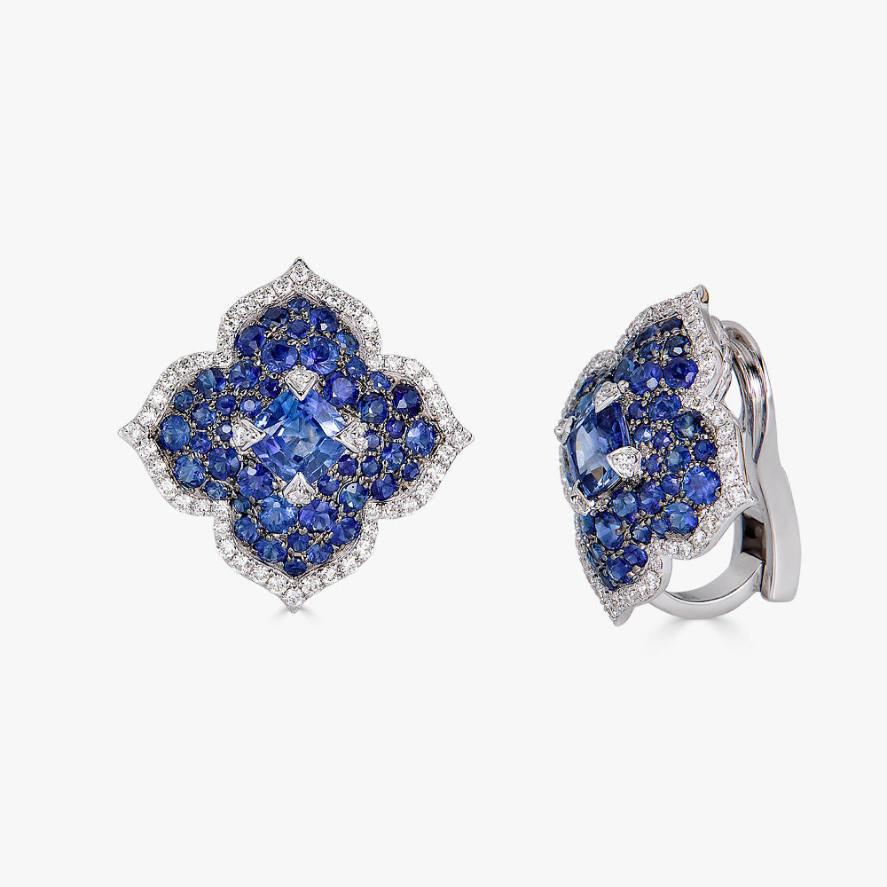 White Gold Pasha Stud Earrings - Blue Sapphire