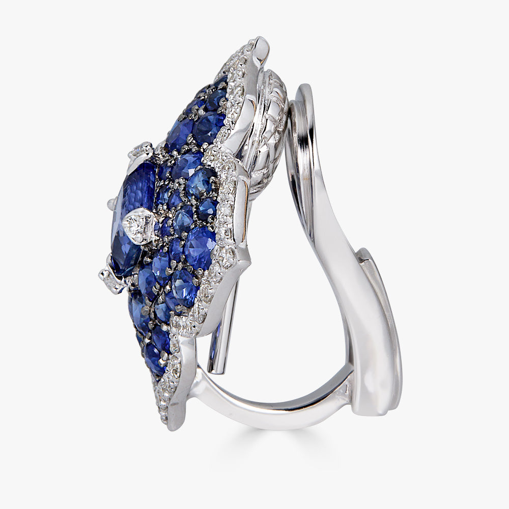 White Gold Pasha Stud Earrings - Blue Sapphire