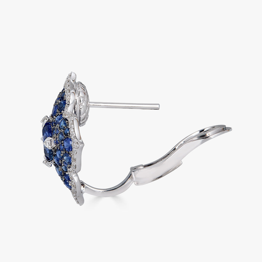 White Gold Pasha Stud Earrings - Blue Sapphire