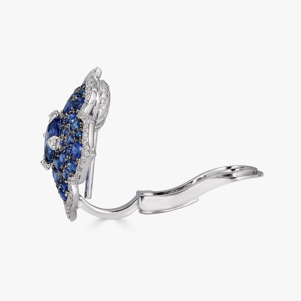 White Gold Pasha Stud Earrings - Blue Sapphire