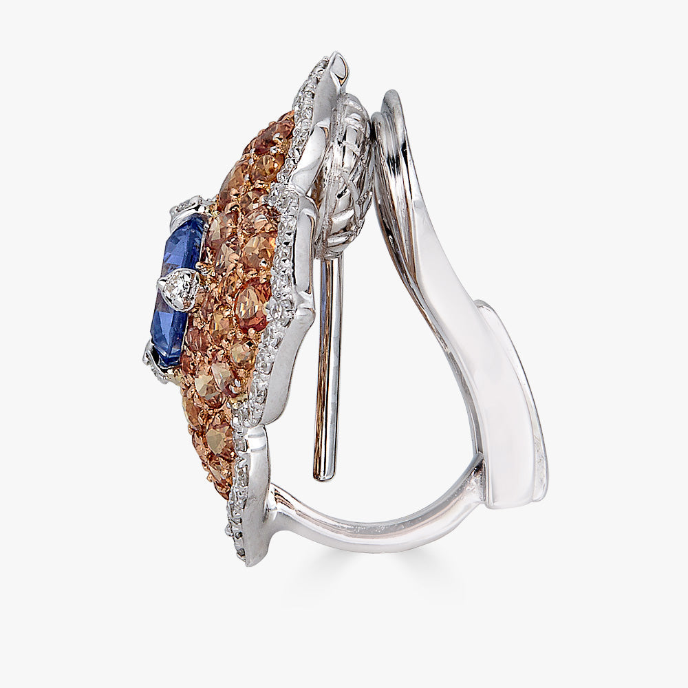 Rose Gold Pasha Stud Earrings - Orange Sapphire