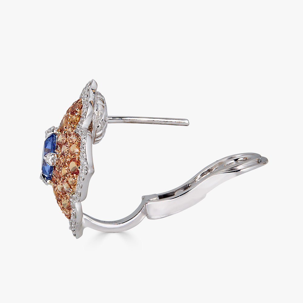 Rose Gold Pasha Stud Earrings - Orange Sapphire