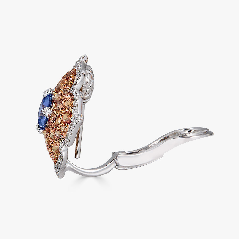 Rose Gold Pasha Stud Earrings - Orange Sapphire
