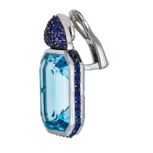 White Gold Pietra Small Reverse Set Earrings - Blue Topaz