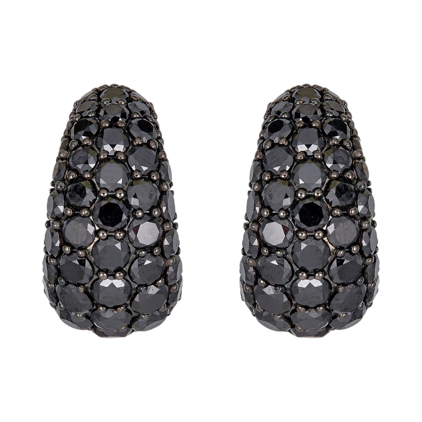 Rose Gold Dome Huggie Earring - Black Diamond
