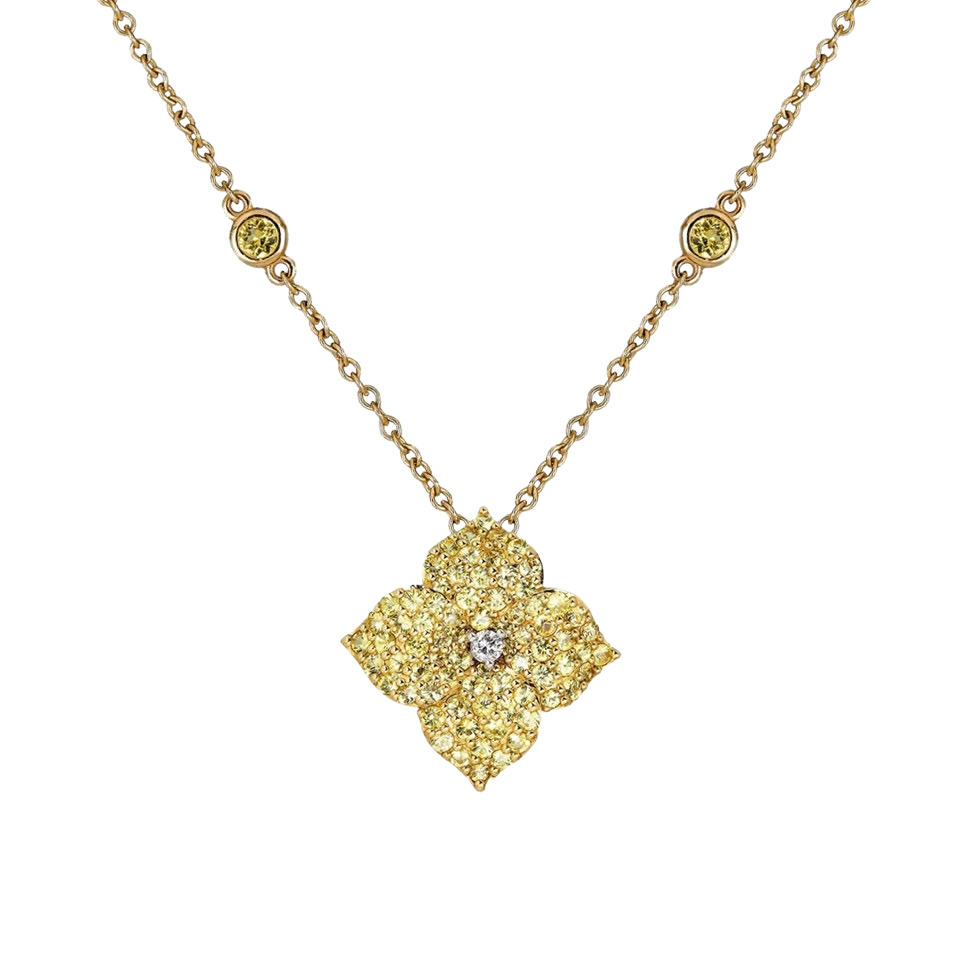 Yellow Gold Fiore Small Flower Necklace - Yellow Sapphire