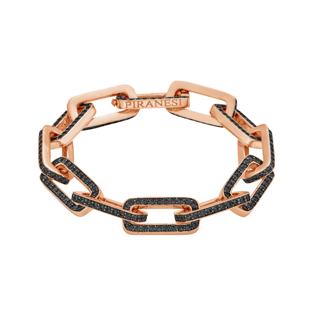 Rose Gold Link Bracelet - Black Diamond