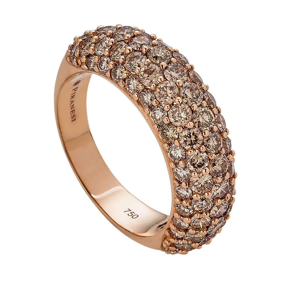 Rose Gold Dome Small Ring - Champagne Diamond