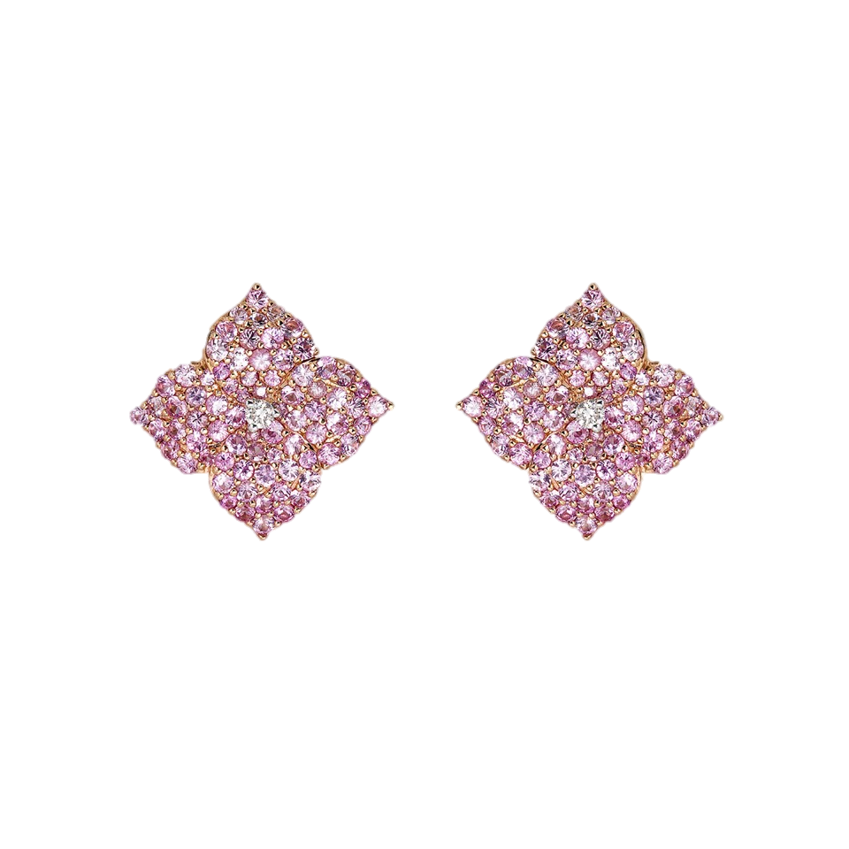 Rose Gold Fiore Small Flower Earrings - Pink Sapphire