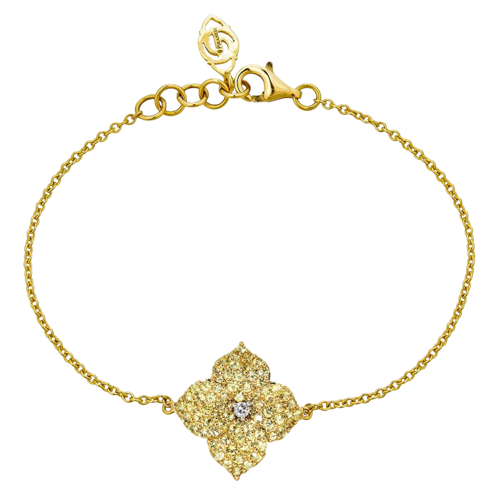 Yellow Gold Fiore Small Flower Bracelet - Yellow Sapphire