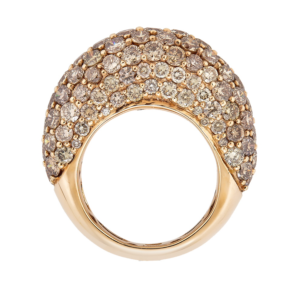 Rose Gold Dome Ring - Champagne Diamond