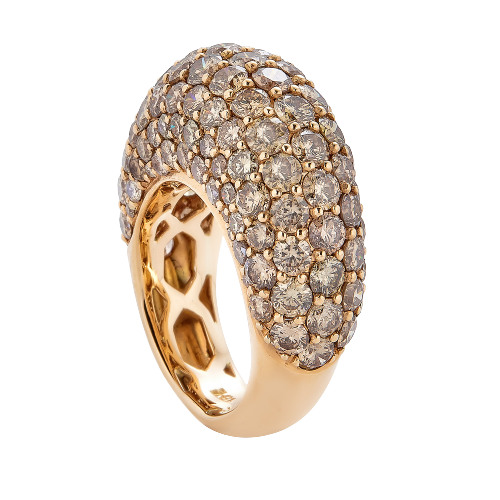 Rose Gold Dome Ring - Champagne Diamond