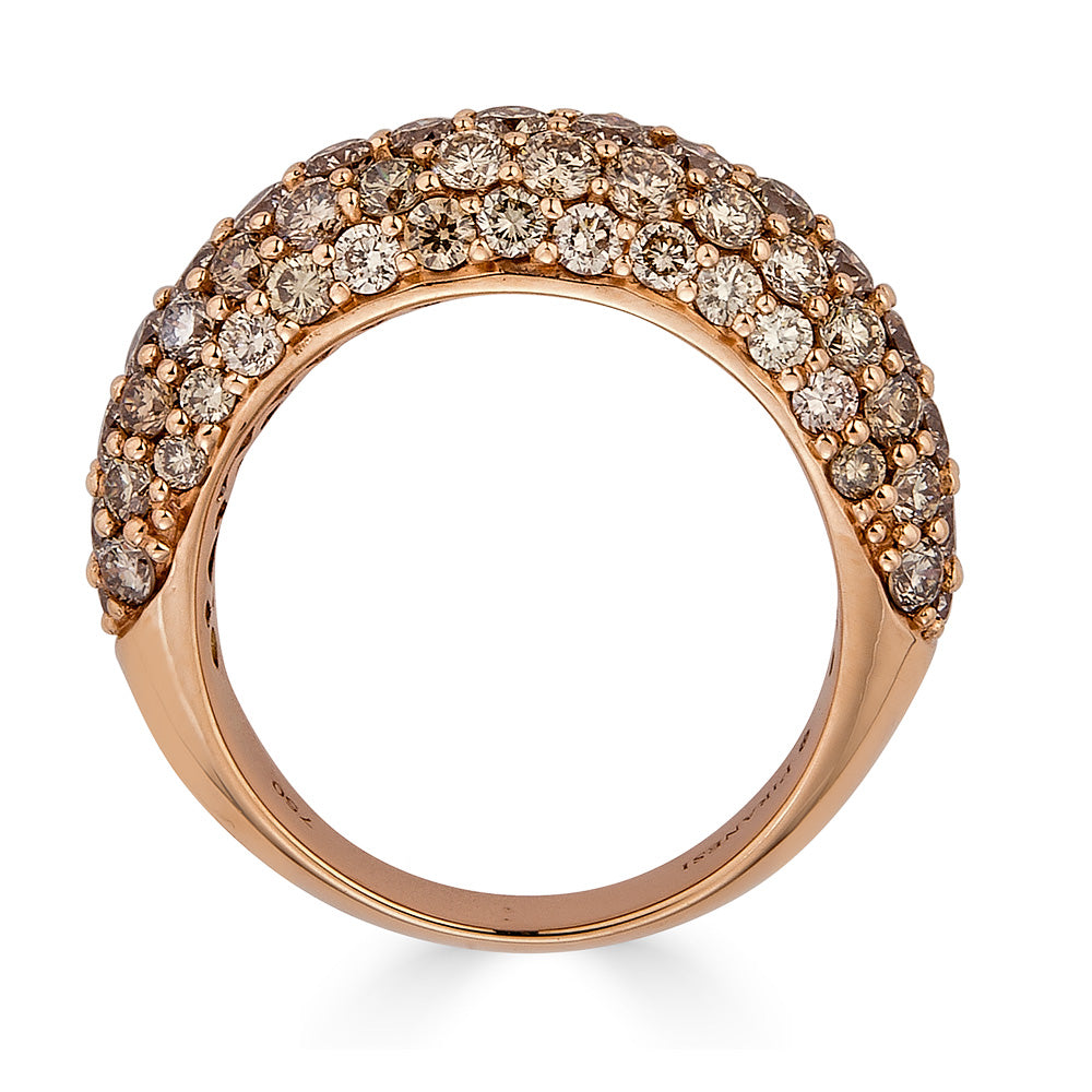 Rose Gold Dome Small Ring - Champagne Diamond