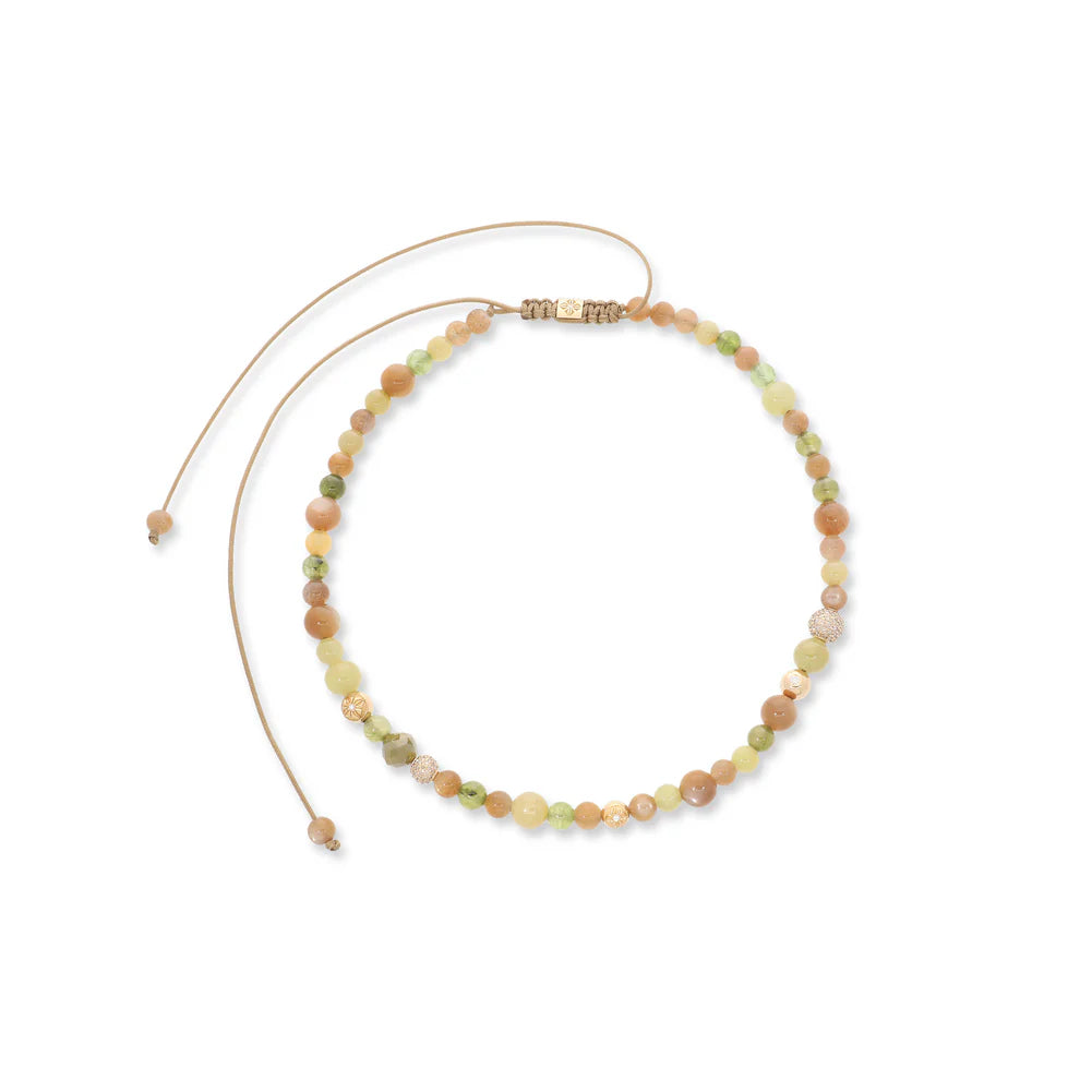 Yellow Gold Diamond & Mixed Semi Precious Coker Necklace