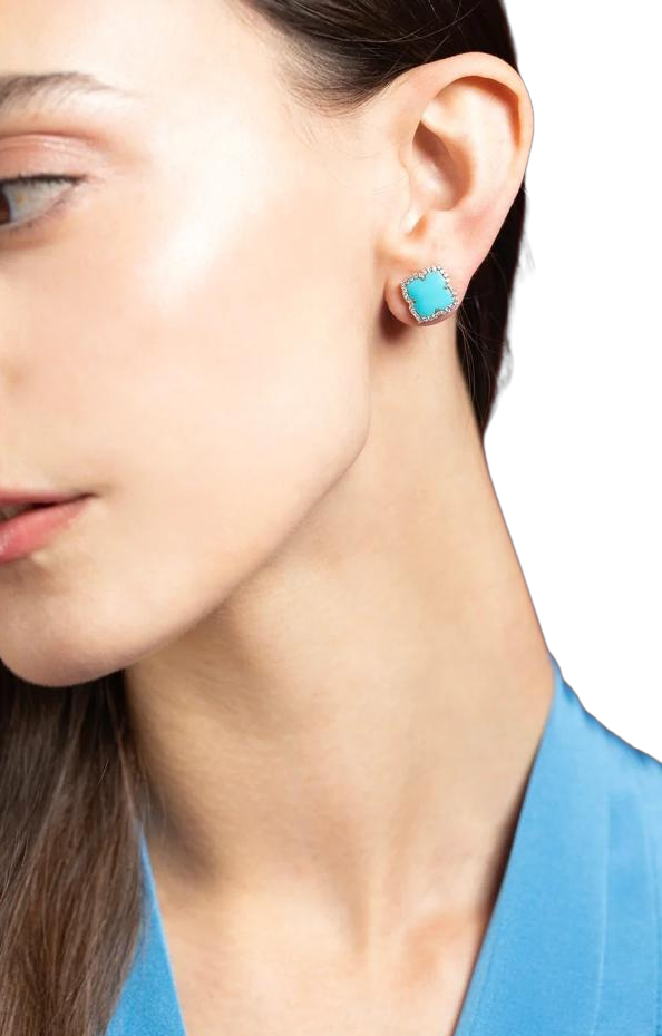 White Gold Capri Small Flower Earrings - Mother of Pearl