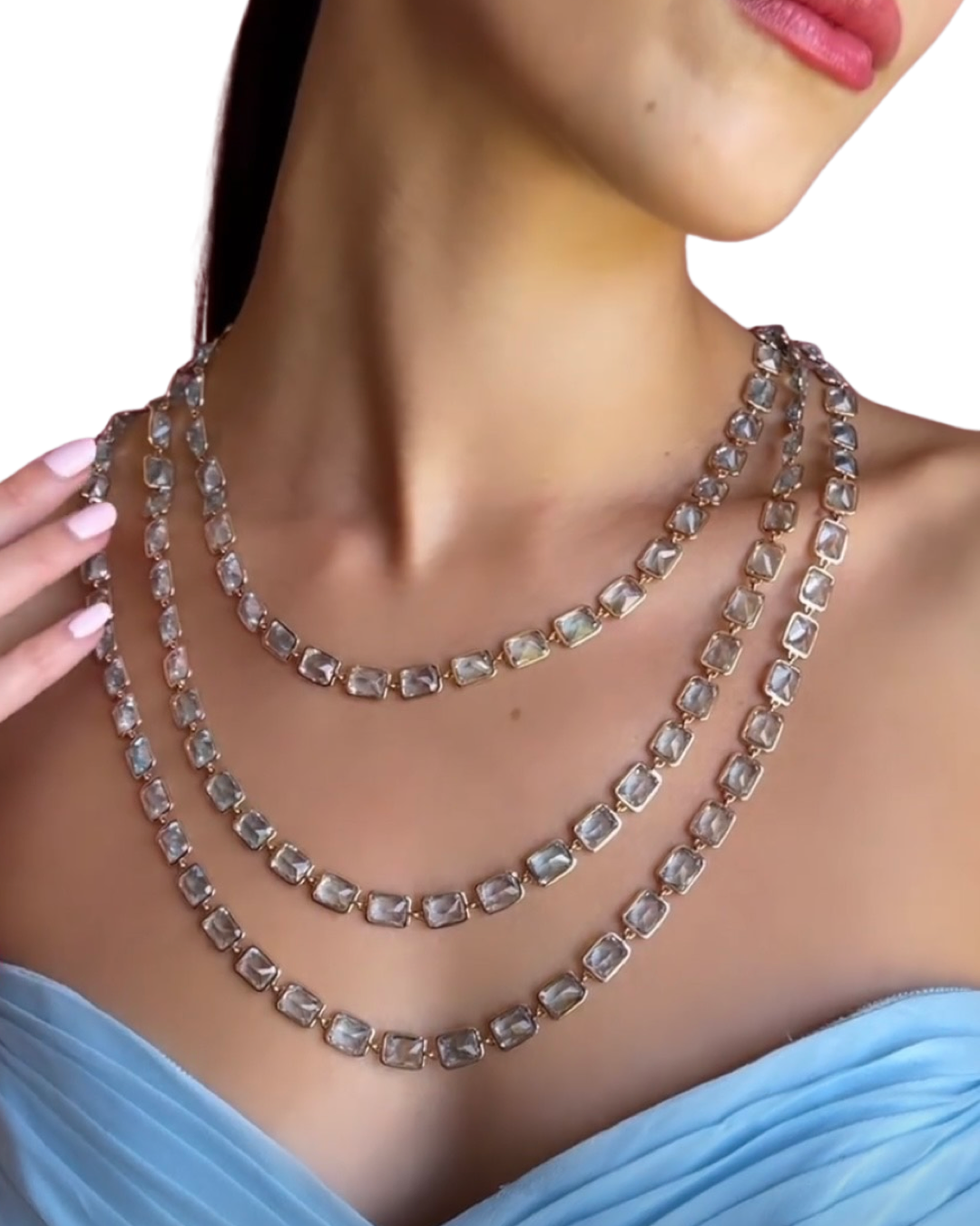 Rose Gold Pietra Emerald Cut Chain Necklace