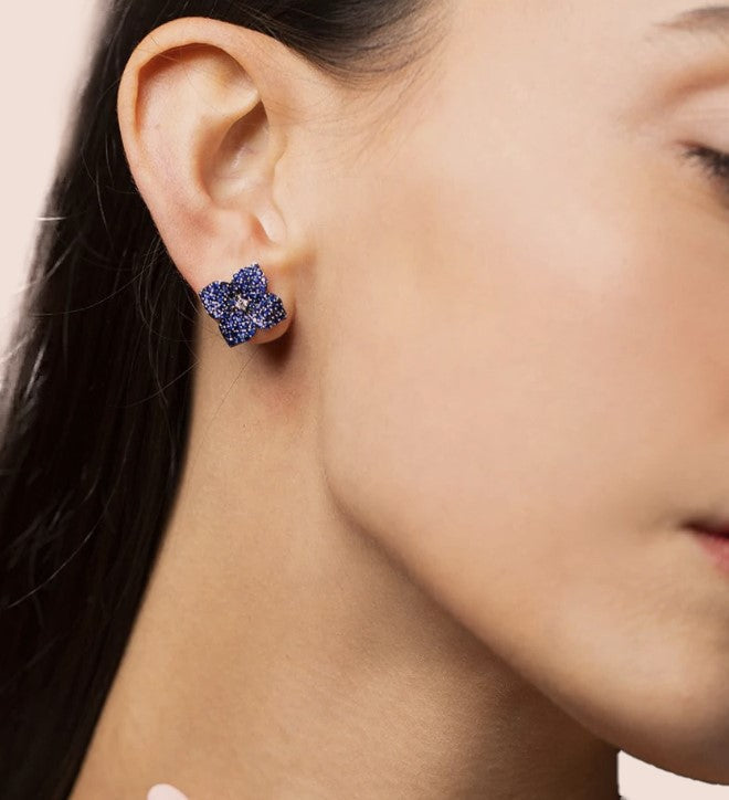 Rose Gold Fiore Small Flower Earrings - Champagne Diamond