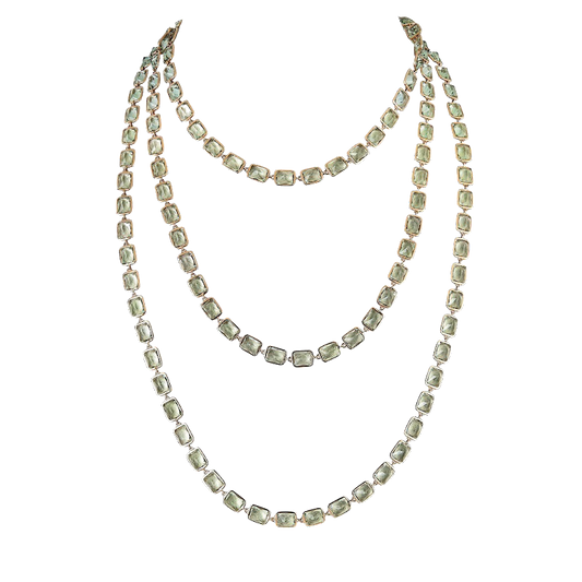 Rose Gold Pietra Emerald Cut Chain Necklace - Green Amethyst