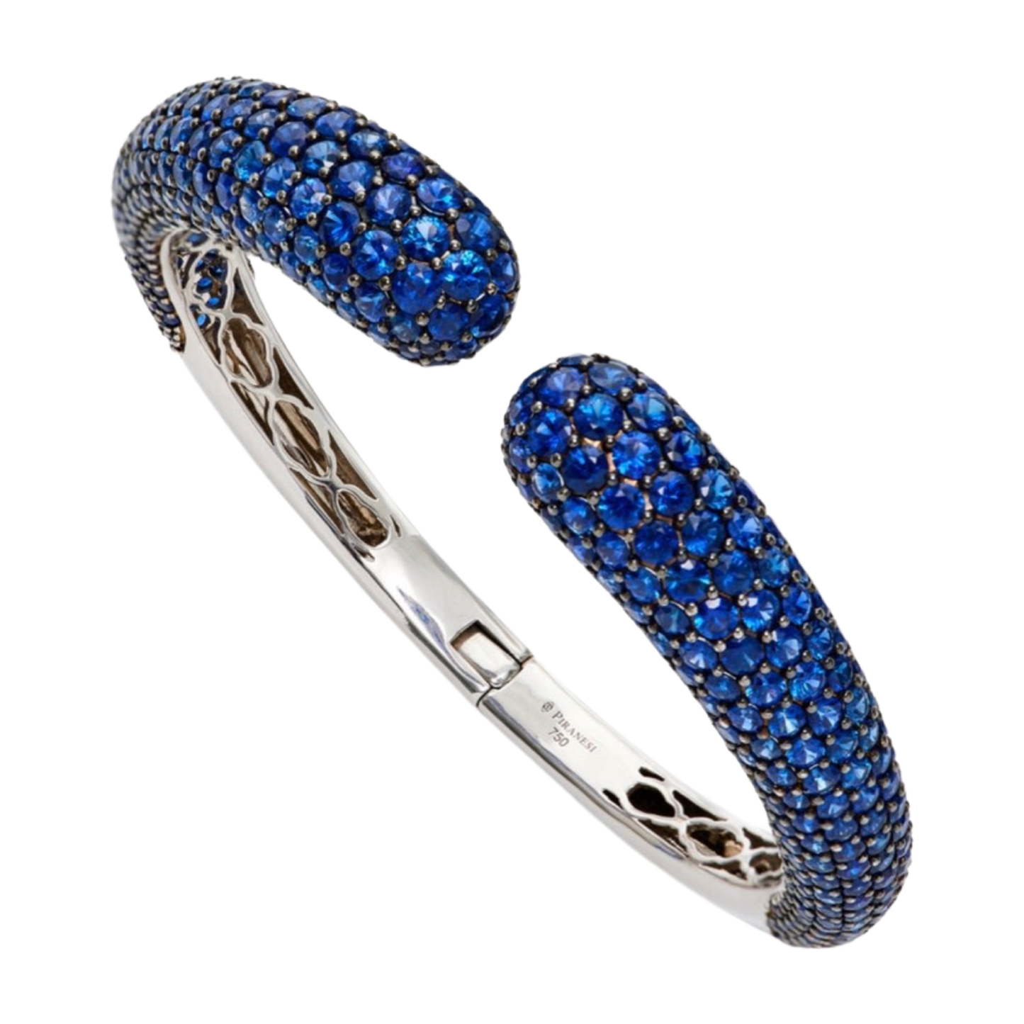 White Gold Dome Bangle - Blue Sapphire