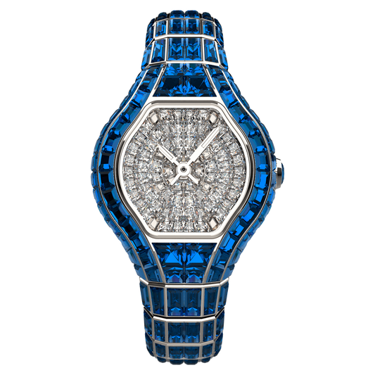 City Glamour Blue Sapphire White Gold Watch