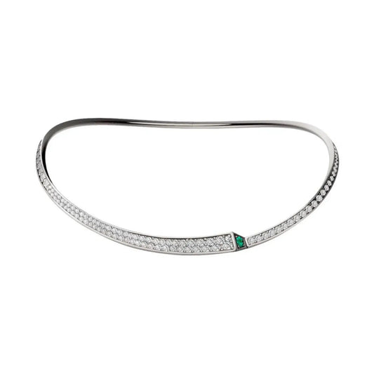 Spike One Full Pave Diamond Choker - White Gold