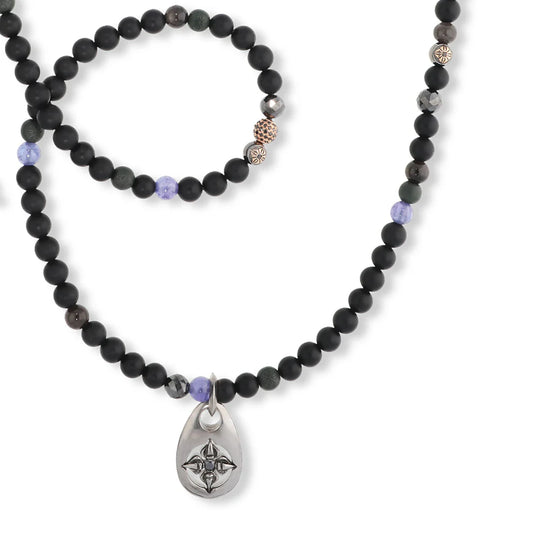 6mm Non-Braided Shamballa Necklace with Dogtag Pendant