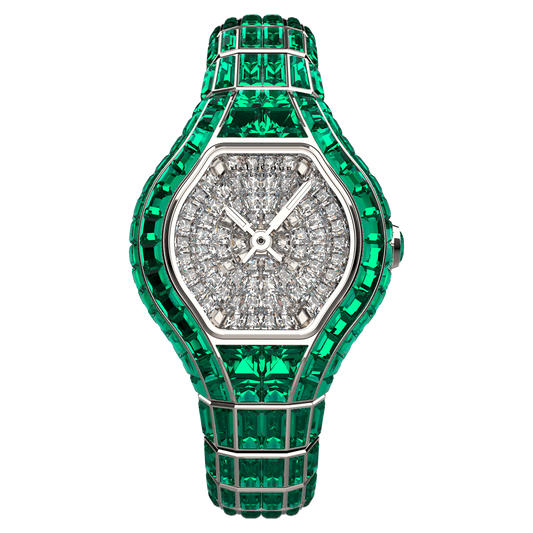 City Glamour Emerald White Gold Watch