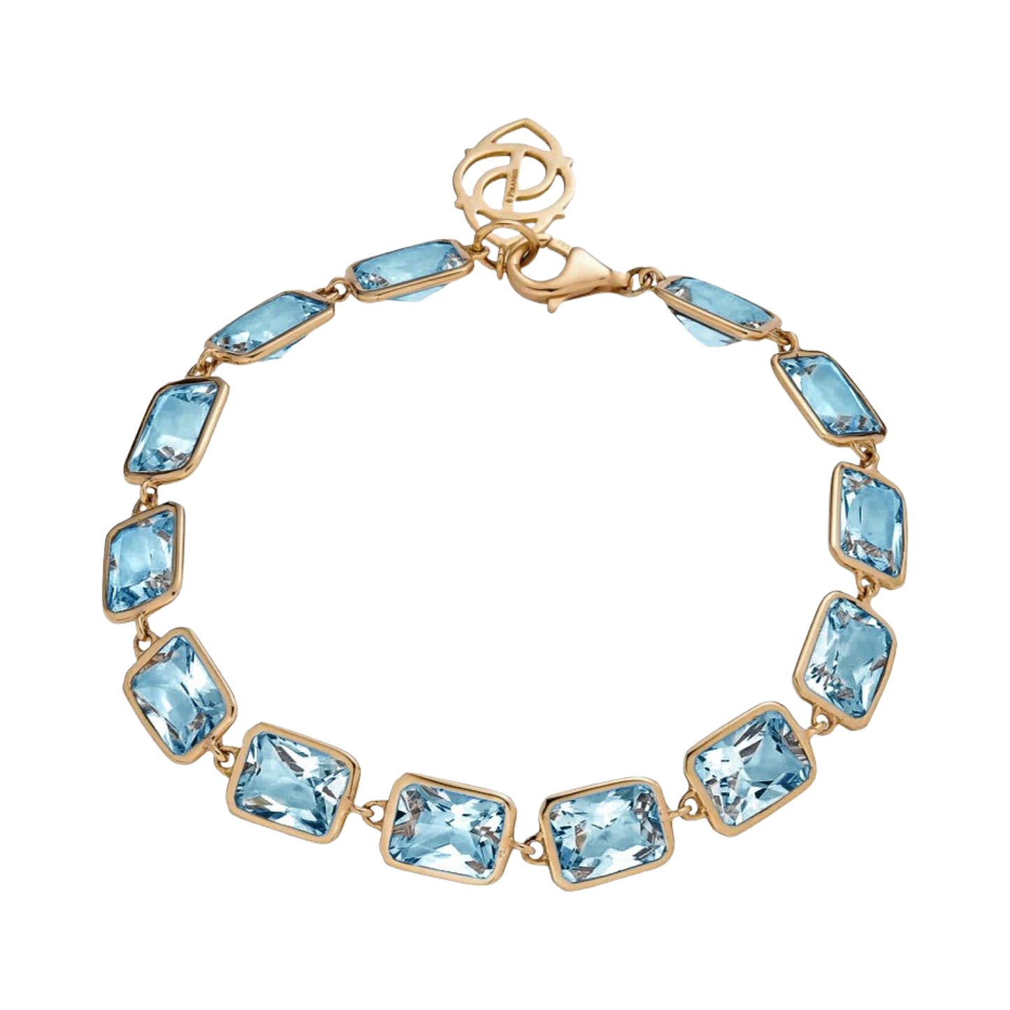 Rose Gold Pietra Emerald Cut Bracelet - Blue Topaz