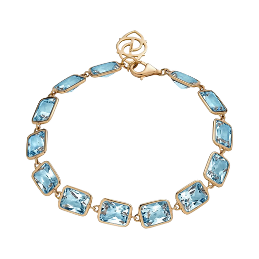 Rose Gold Pietra Emerald Cut Bracelet - Blue Topaz
